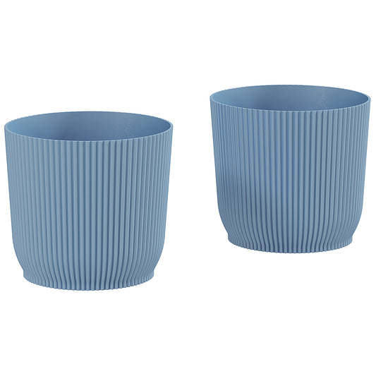 Outsunny Set of Two Ð¤22cm Planters - Blue