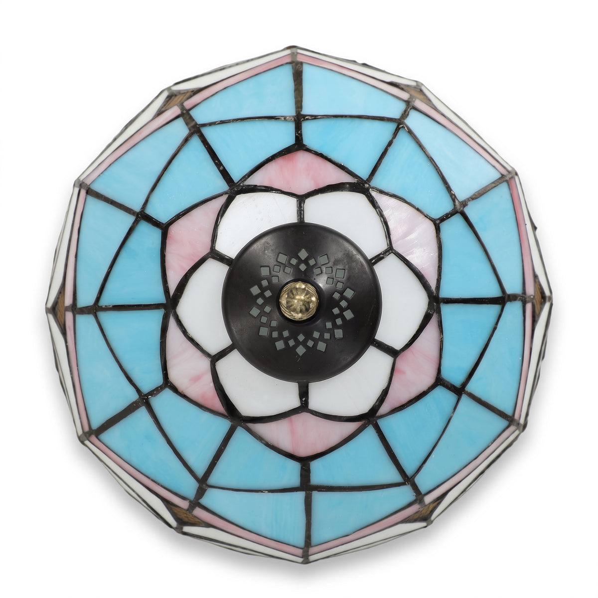 HOMCOM Tiffany Stained Glass Table Lamp, Handmade Antique Bedside Lamp, Decorative Night Light