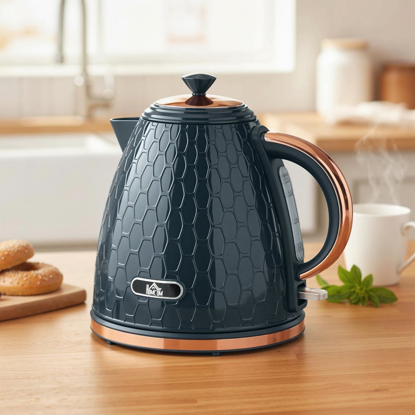 HOMCOM 3000W Rapid Boil Honeycomb Kettle - Dark Blue