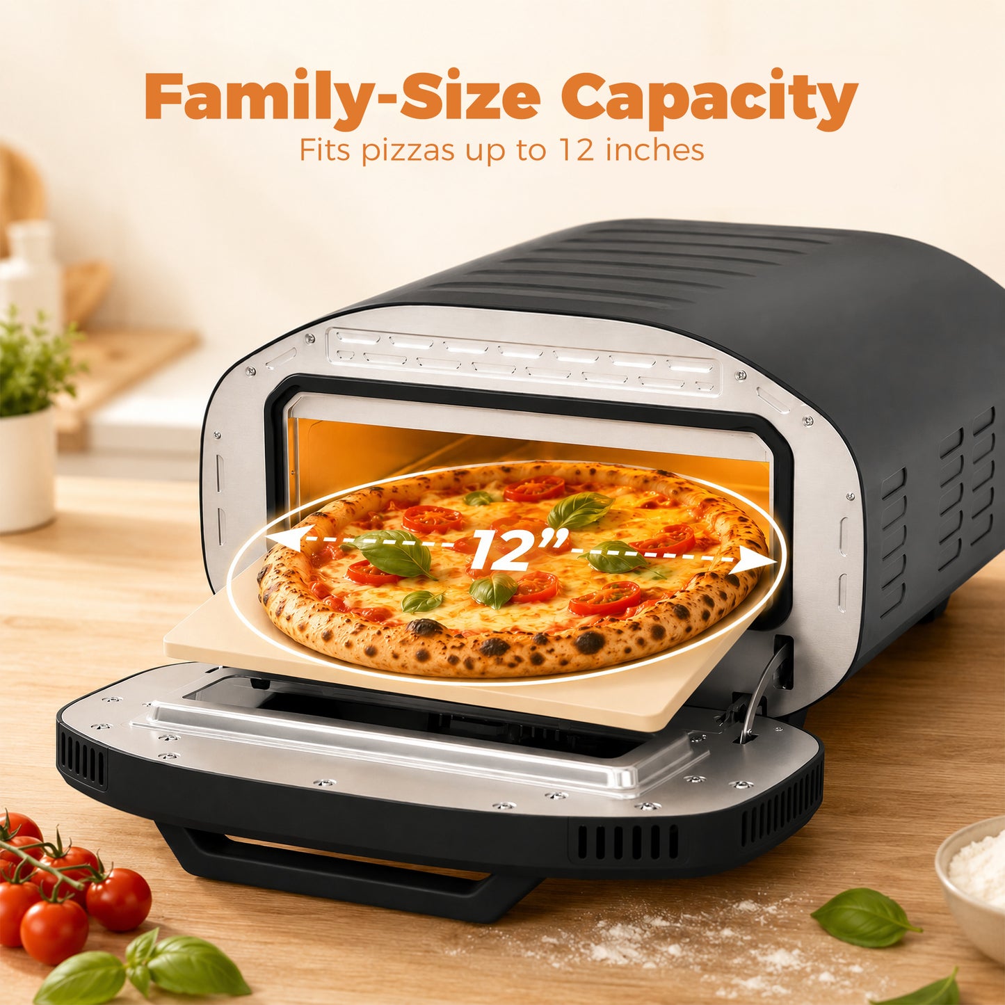 HOMCOM Electric Pizza Oven, 12 Inch Pizza Maker with 8 Preset Modes and Ceramic Stone, 2200W