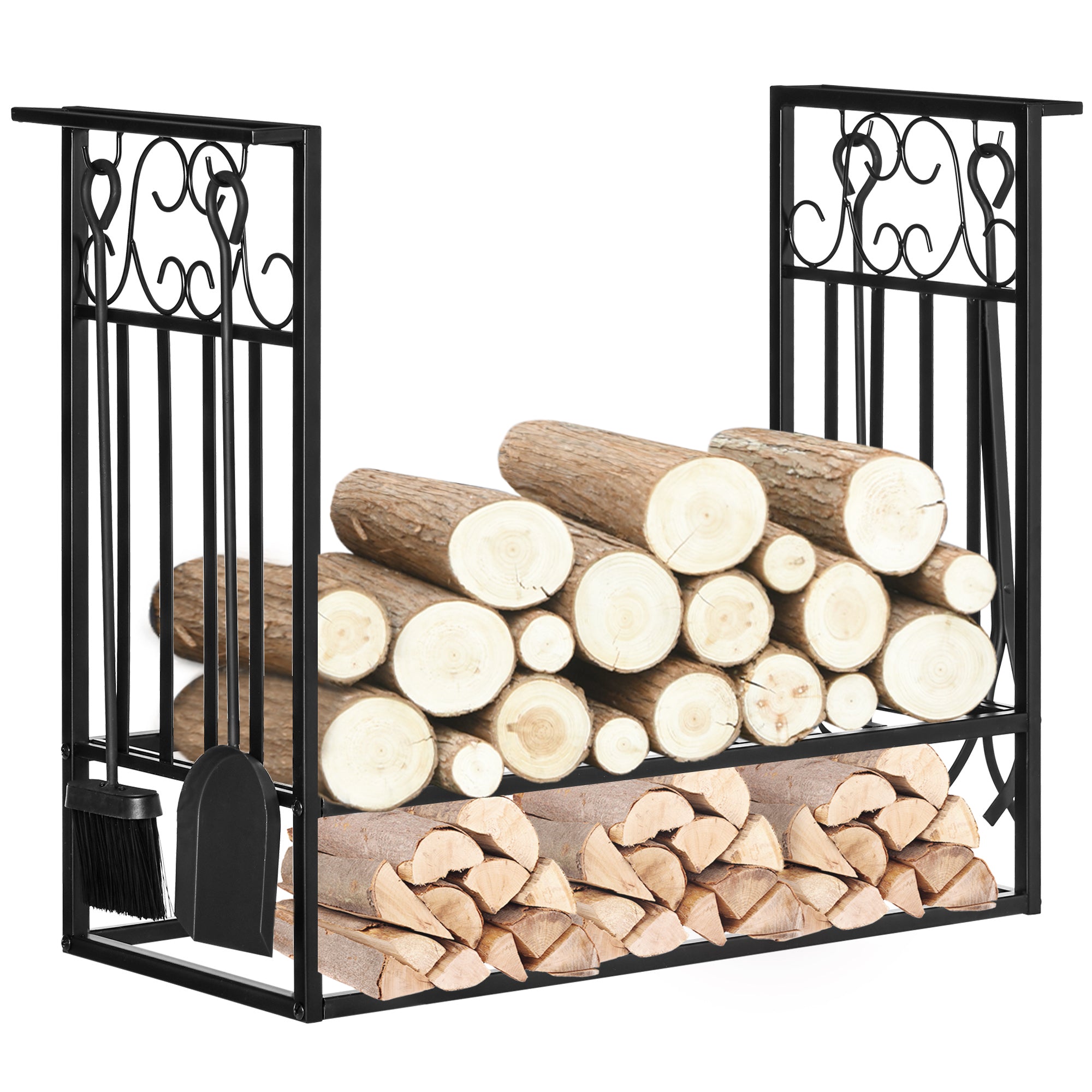 Liam Rack HOMCOM Steel Firewood Log Holder Indoor Outdoor Firewood Rack Fireplac ...