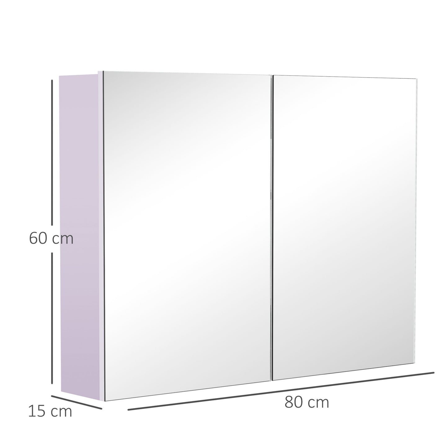 HOMCOM 80 x 15 cm Double Door Bathroom Mirror Cabinet - White