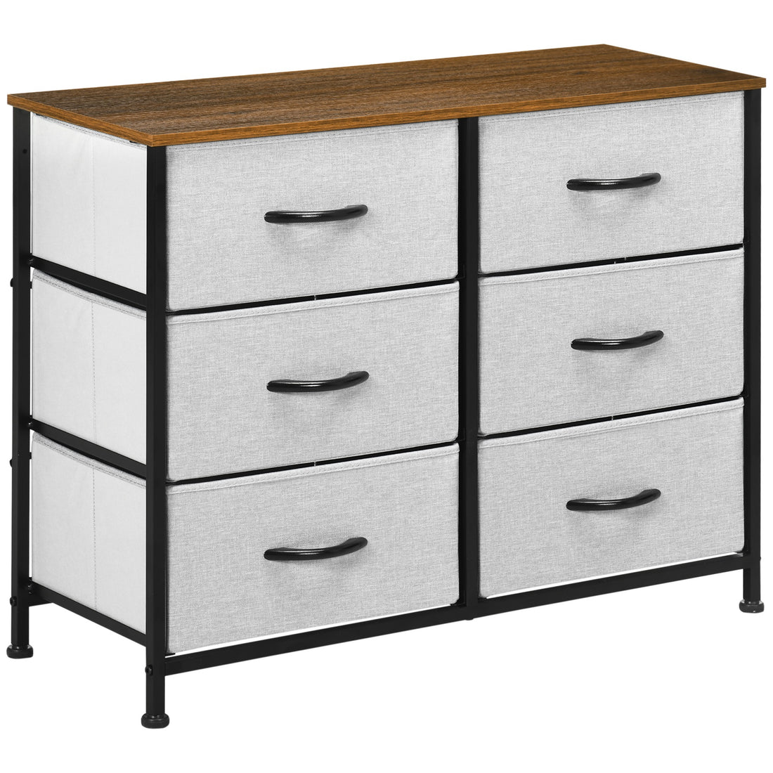 HOMCOM Fabric Chest of Drawers, Storage Drawers, Industrial Bedroom Dr ...