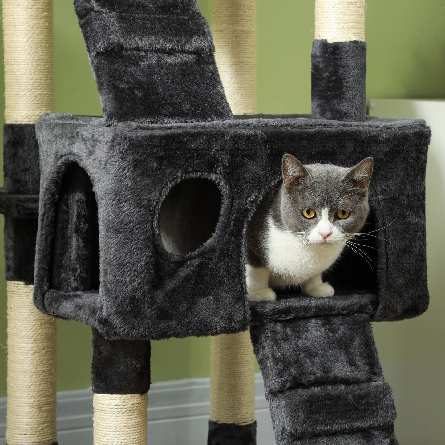 PawHut Cat Tree Scratching House, Activity Play Centre