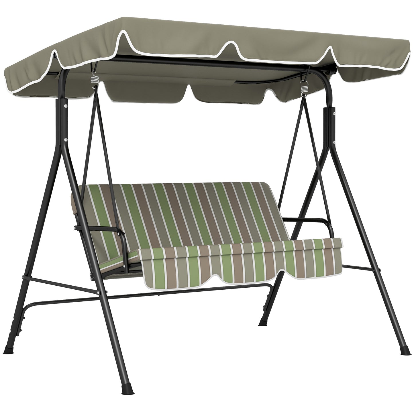 Outsunny Three-Seater Garden Swing Chair, with Adjustable Canopy - Green
