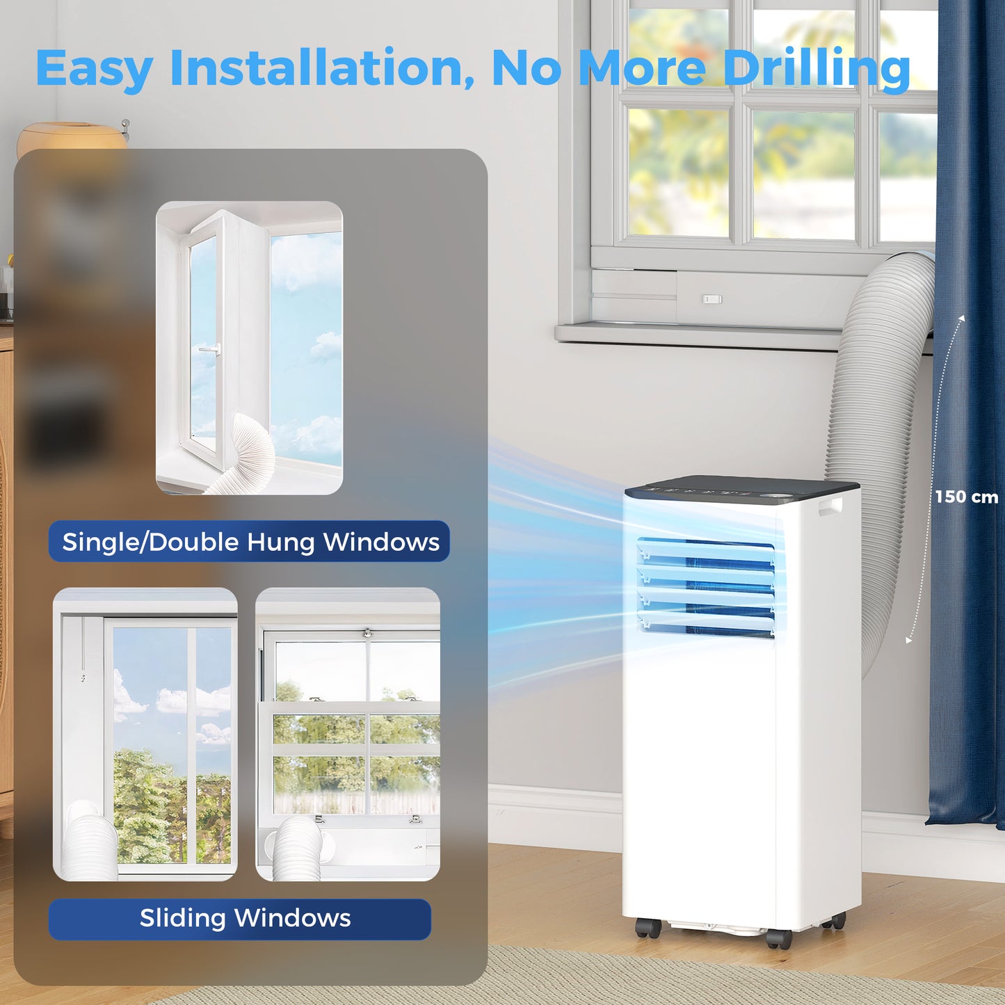 HOMCOM Portable Air Conditioner 9000 BTU, 4-in-1 AC Unit with Cool, Dehumidifier, Fan, Sleep Mode, WiFi Voice Remote Control