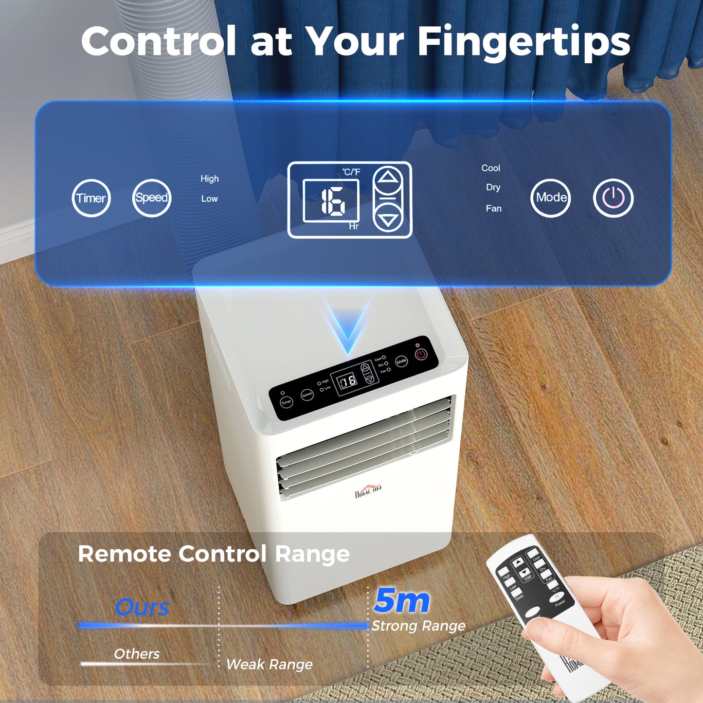 HOMCOM Portable Air Conditioner 9000 BTU, Air Conditioning Unit with Digital Display for Room up to 28ãŽ¡