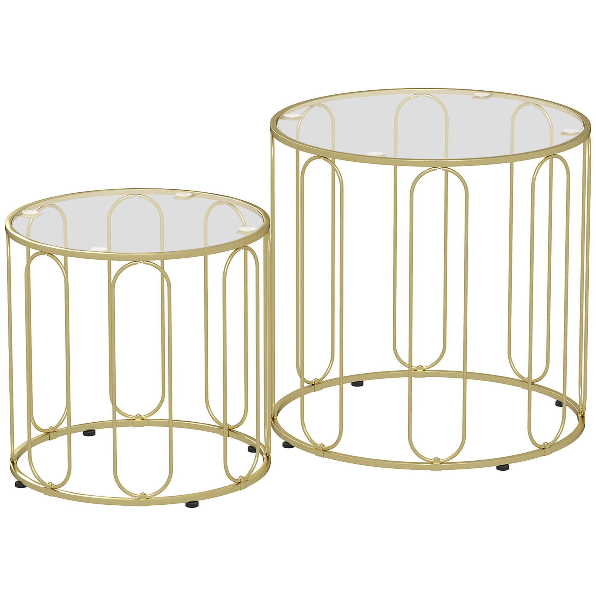 HOMCOM Elliptical Cut-Out Nesting Tables - Gold-Tone