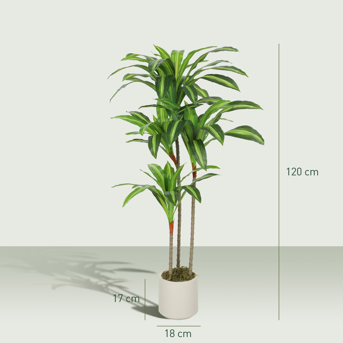 HOMCOM 120cm Artificial Dracaena Tree with Bendable Trunks - Green