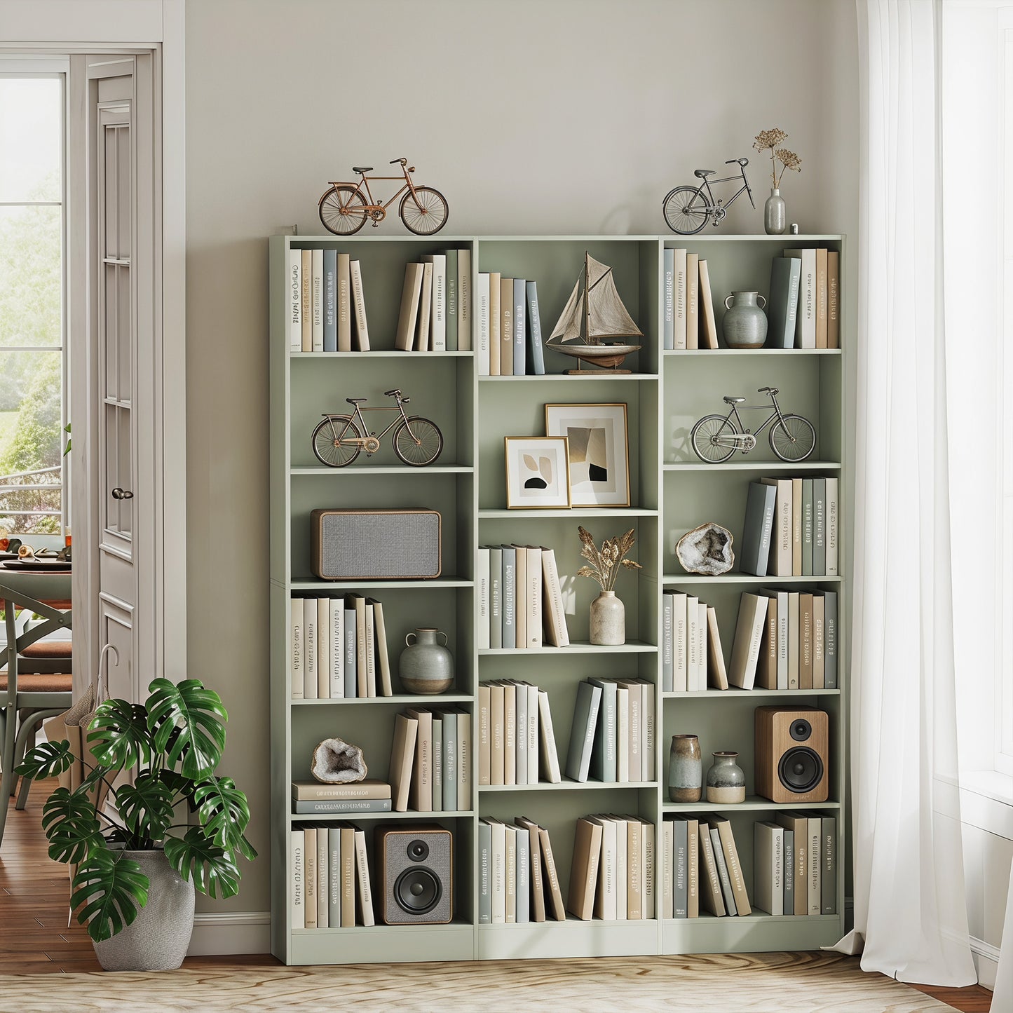 HOMCOM Bookcase with Open Storage, 6-Tier Bookshelf with Anti-Tipping Hardware, Light Green