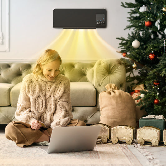 HOMCOM 2000W Wall Mounted Heater, 18-45Â°C Temperature, Black