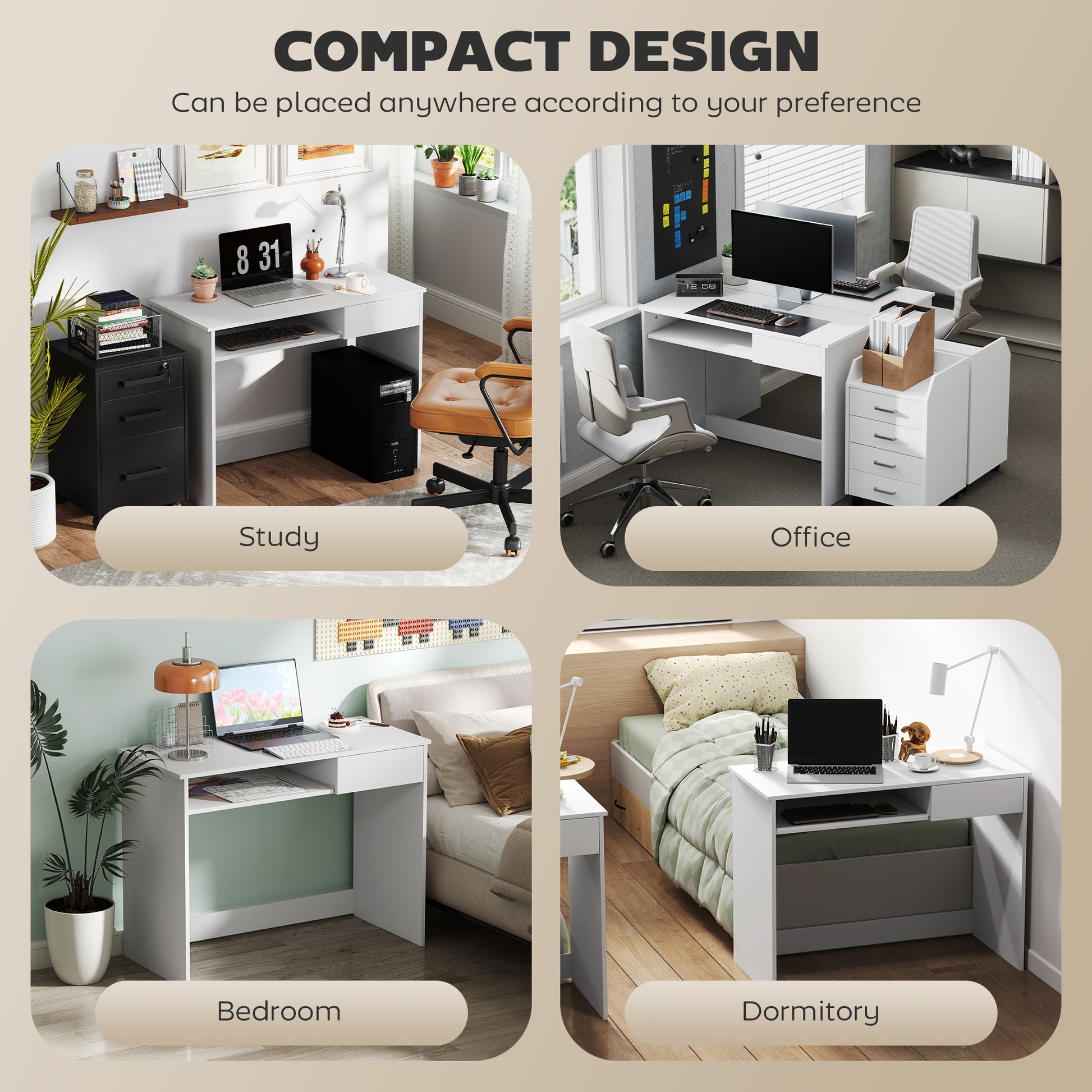  making the computer table robust and easy to maintain</li><li>Dimension: 75H x 100W x 45D cm (overall). Weight capacity: 50 kg (total)