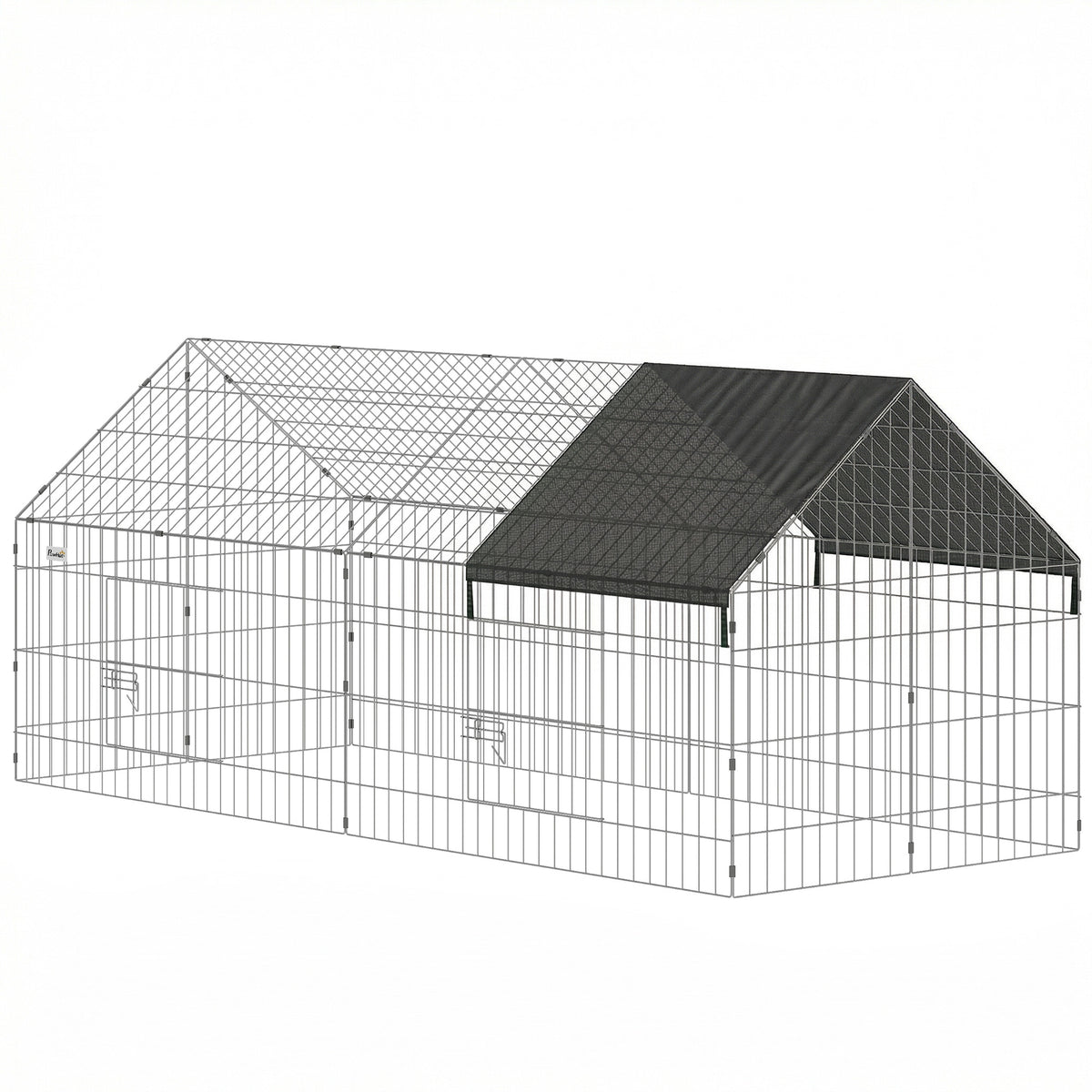 PawHut Rabbit Run with Protective Cover for  Small Animals, Chickens, Guinea Pigs, Tortoises, 180 x 75 x 75 cm, Black