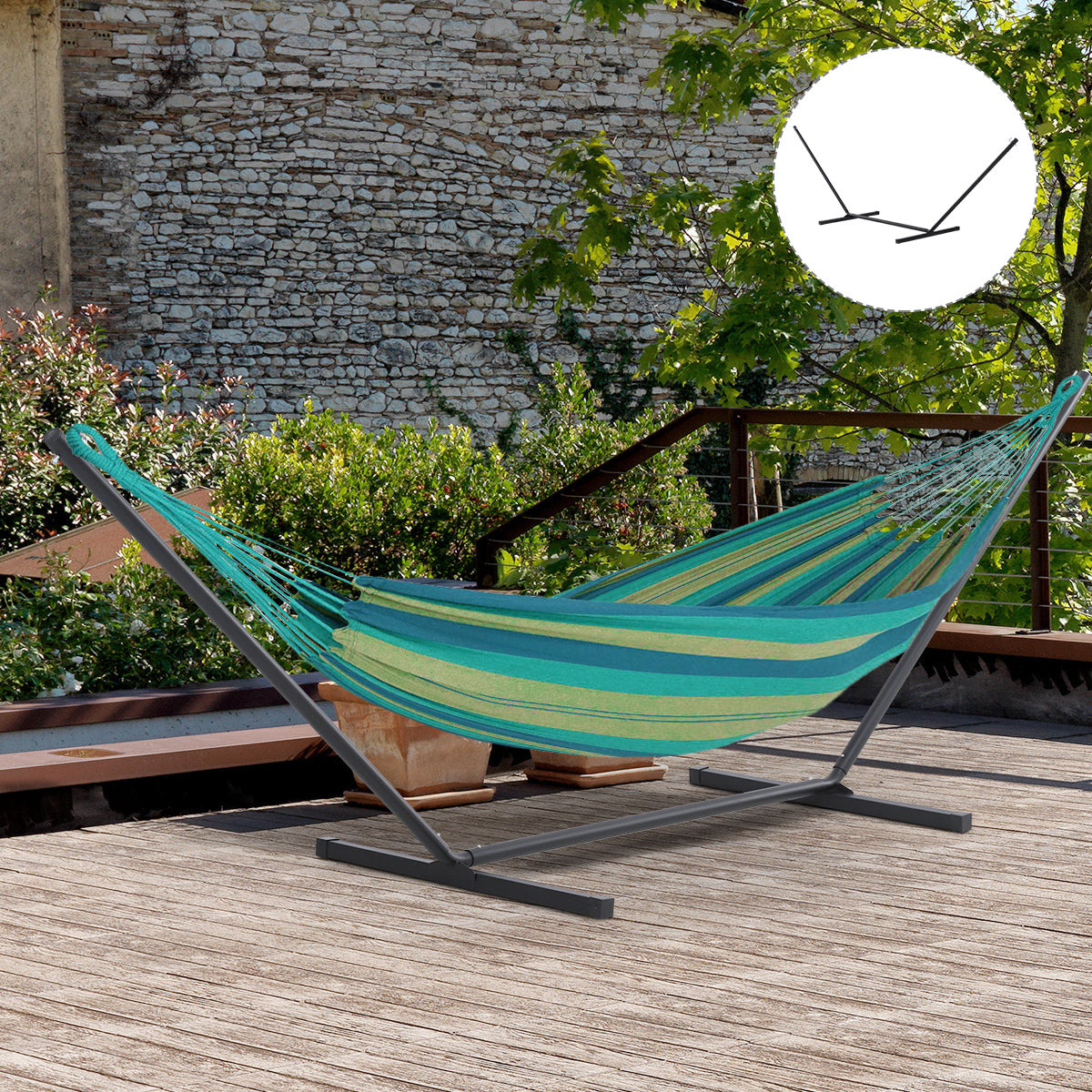 Outsunny 3.6m Extra-long Universal Hammock Stand Metal Frame Garden Camping Picnic Outdoor Patio Replacement â€“ Stand Only