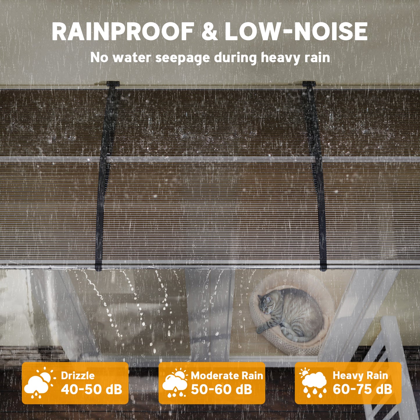 Outsunny Front Door Canopy, Outdoor Awning, Rain Shelter, 303 x 96cm , Brown