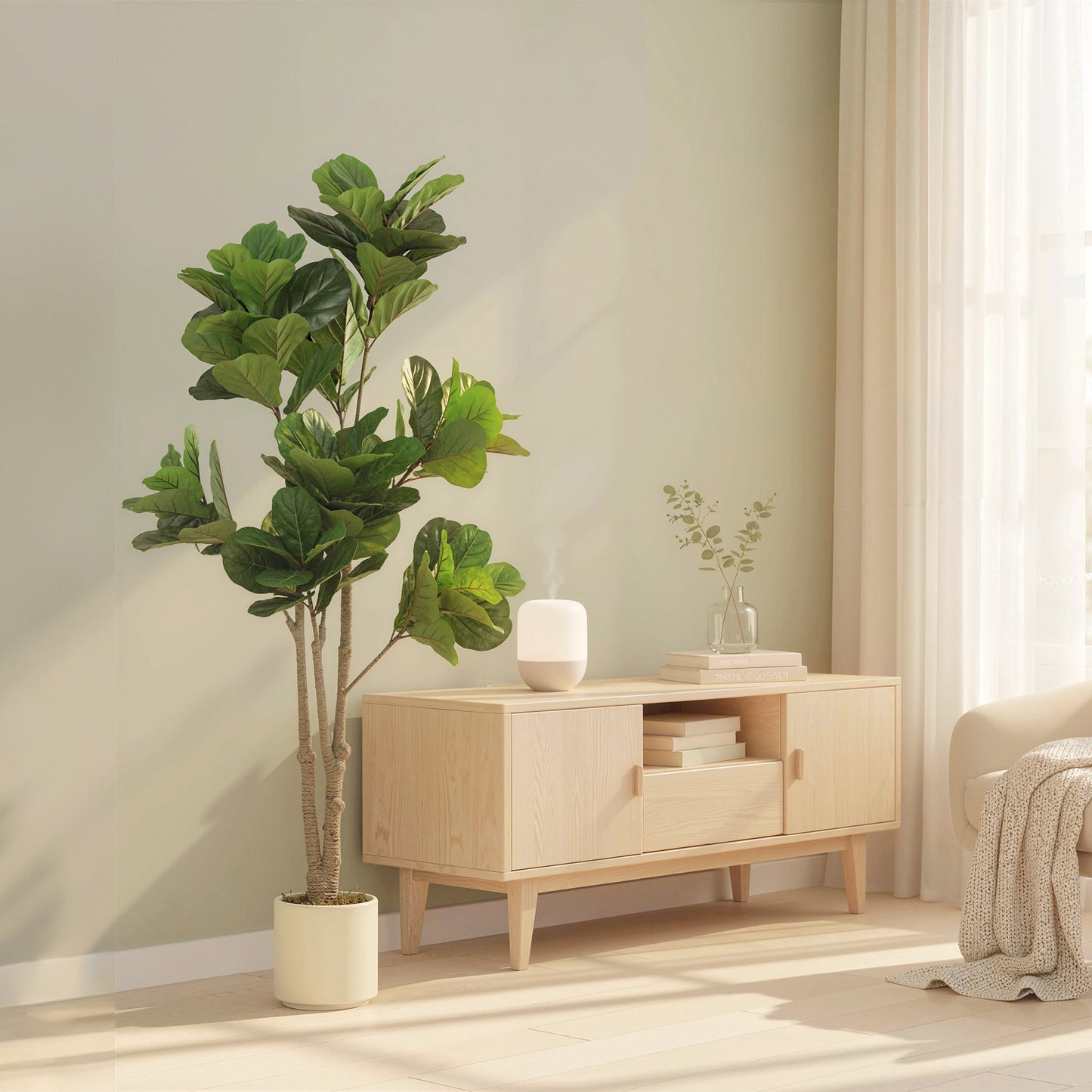 HOMCOM 180cm Artificial Fiddle Leaf Fig Tree - Green