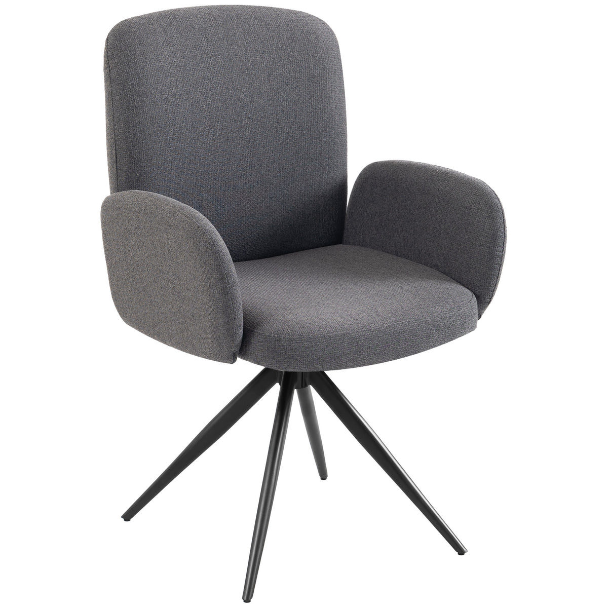 HOMCOM Swivel Accent Chair, Upholstered Linen-Look Armchair with Curved Backrest, Wrapped Armrests for Living Room, Grey Default Title