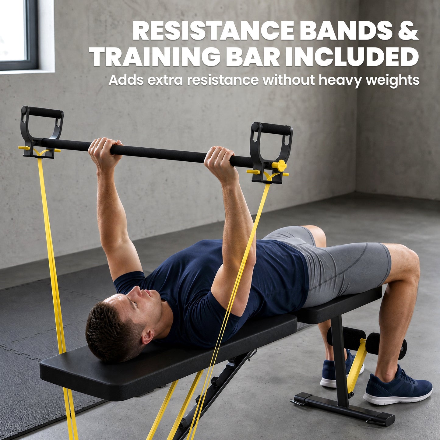 SPORTNOW Adjustable Weight Bench, 300kg Incline Decline Flat Foldable Bench Press with 7 Backrest Positions and Resistance Bands
