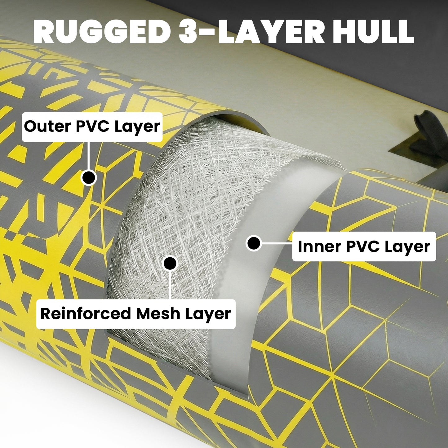 Outsunny 12.5' Inflatable Kayak Set, 2-person Sit on Canoe with Aluminium Oars, Grey and Yellow