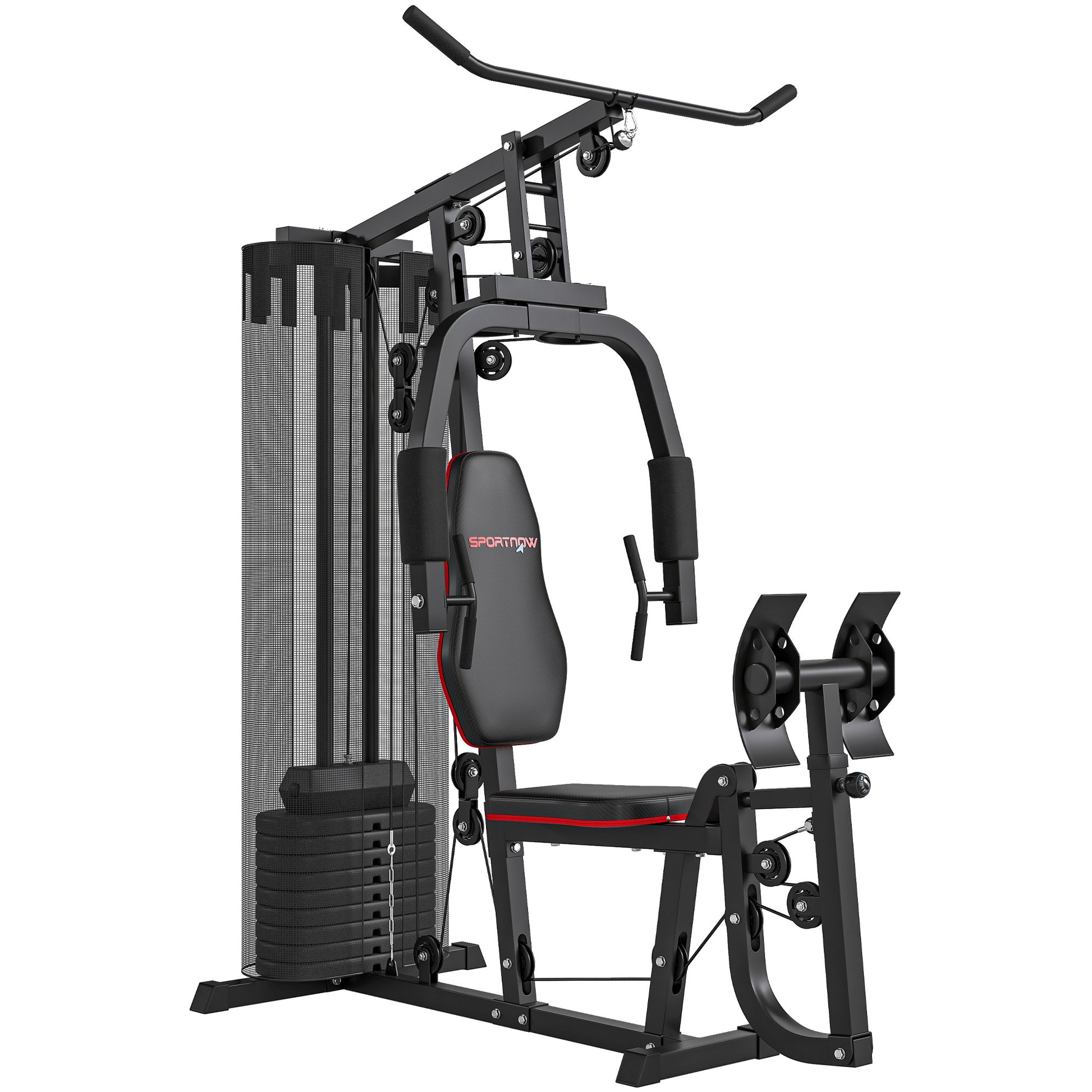 SPORTNOW Weights Machine, Multi Gym with 45kg Weight Stack, Compact Home Gym Leg Press Machine for Full Body Training Default Title