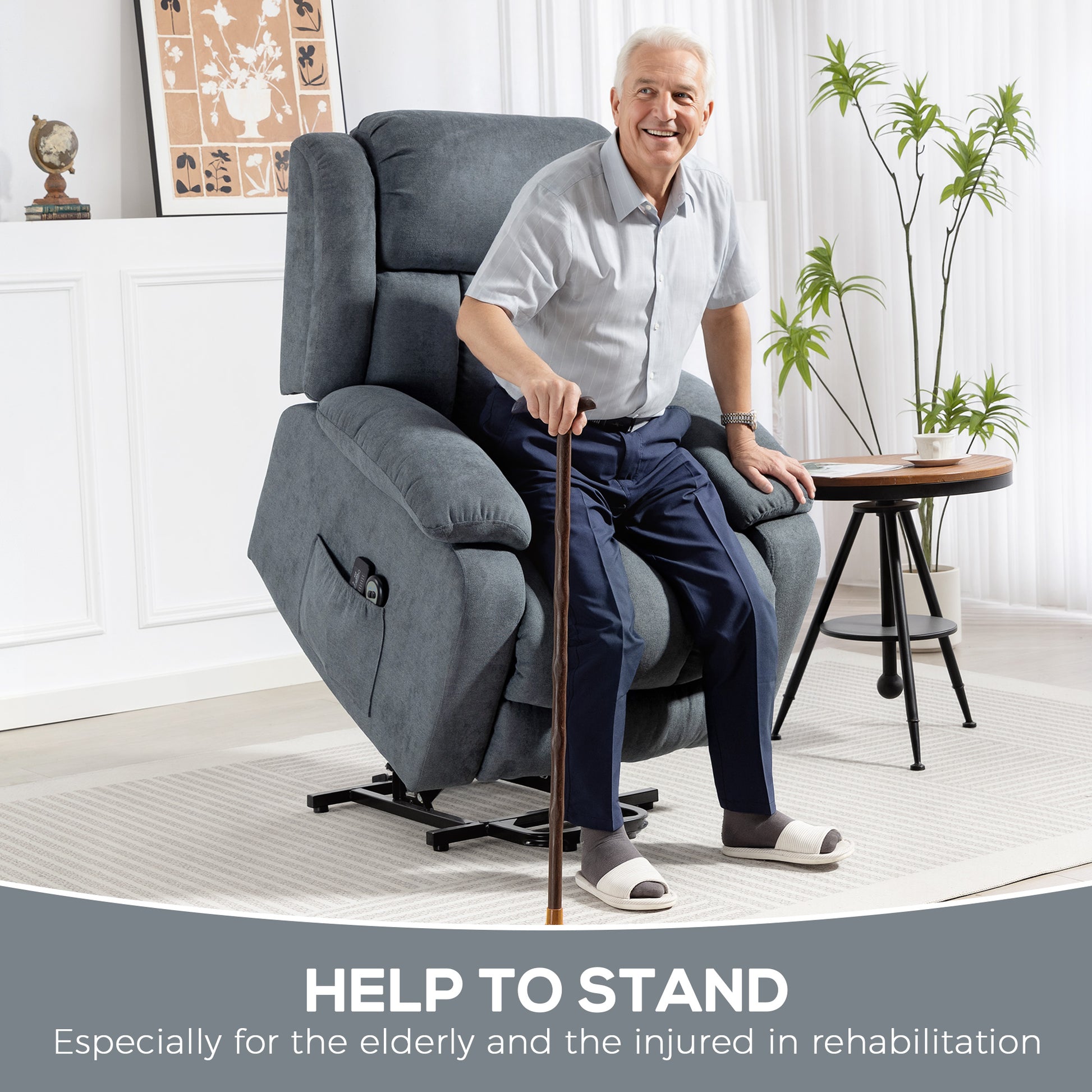 HOMCOM Power Lift Recliner Chair with Massage, Overstuffed Lift Chair for Elderly with Footrest, Remote and Side Pocket, Grey