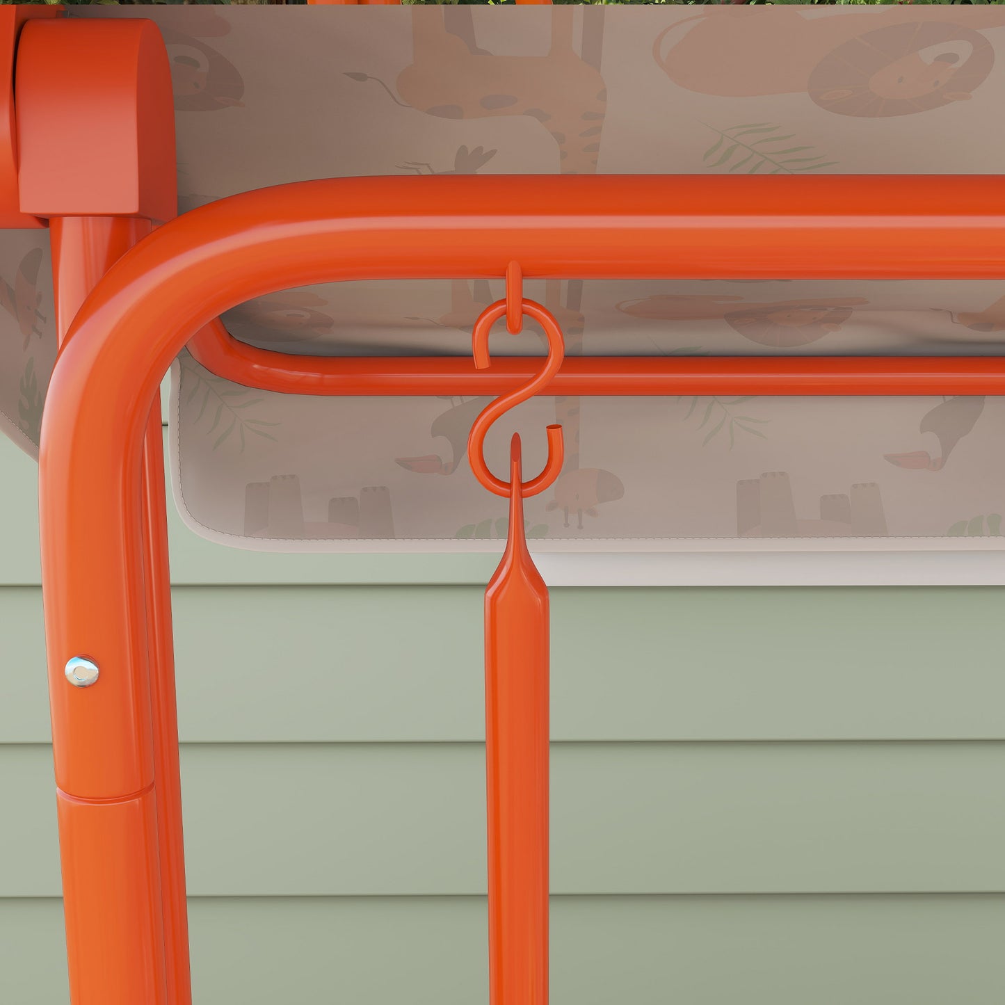 AIYAPLAY Kids Porch Swing, 2-Seater Patio Swing Bench Hammock with Seat Belts, Adjustable Canopy for Garden, Orange