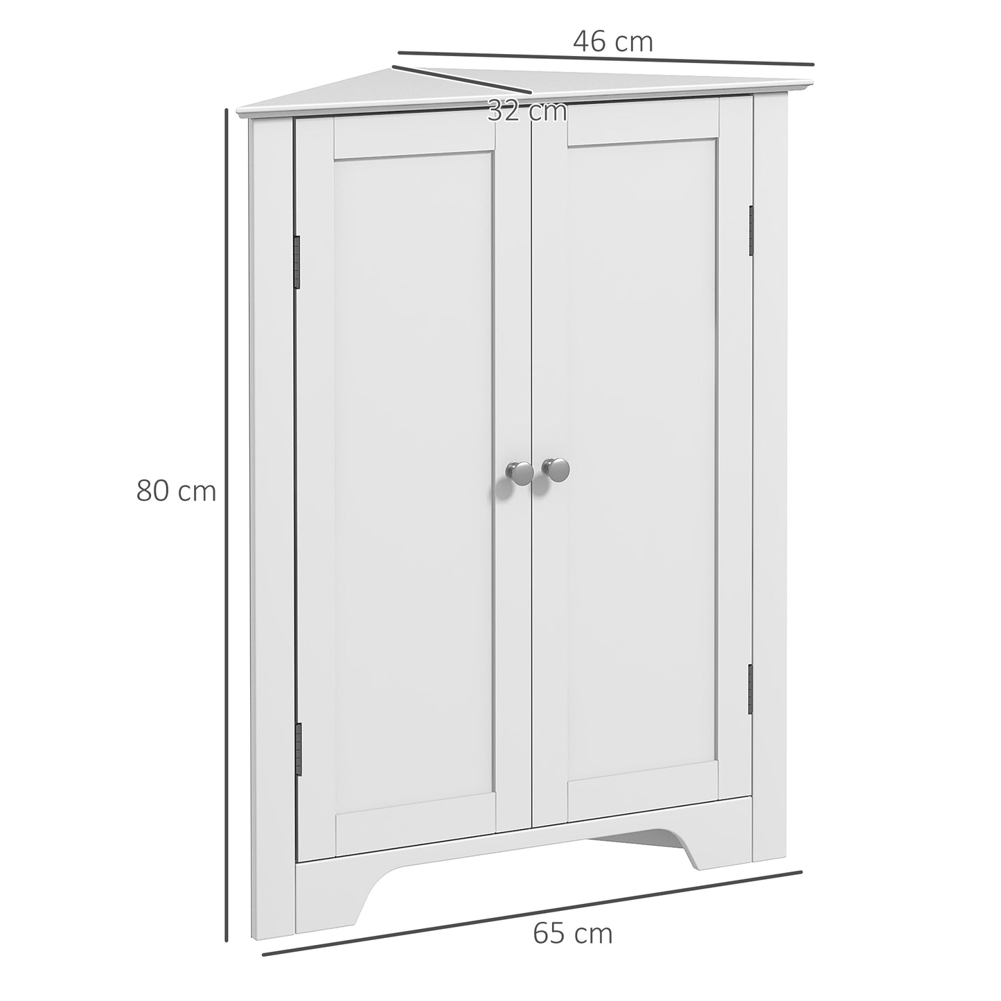 kleankin Triangle Bathroom Cabinet, Corner Bathroom Storage Unit with Adjustable Shelf and Recessed Door, Free Standing, White