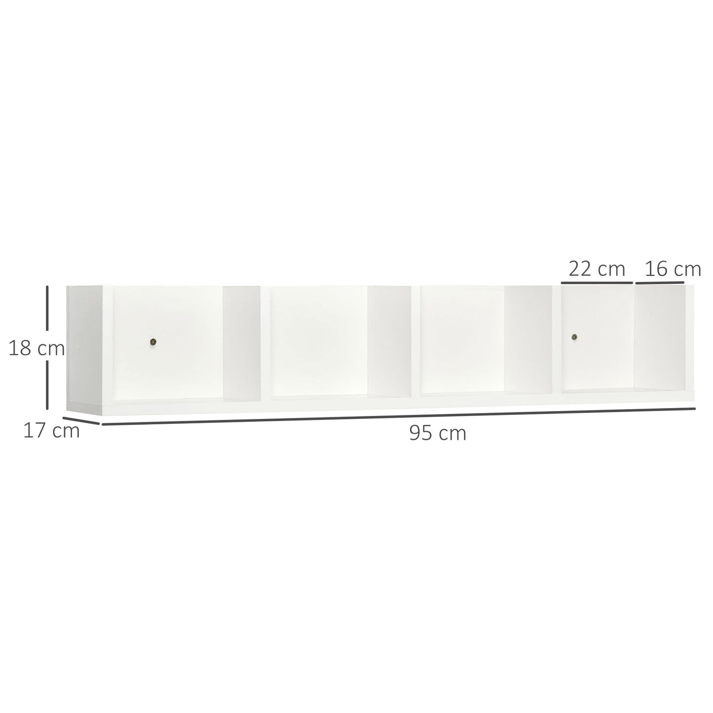 HOMCOM Wall Mount 84 CD / 56 DVD/Blu-ray/ Media Storage Rack 4 Cubes, Wooden Shelf Organiser Unit Bookcase Display, Set of 2, White
