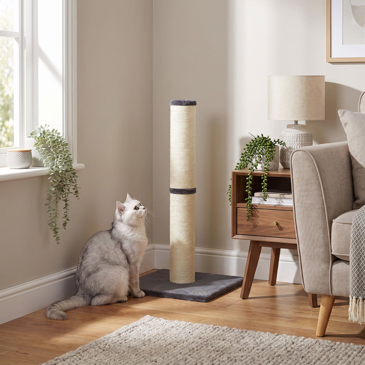 PawHut Cat Scratching Post, 80cm Tall Cat Scratch Post with Sisal Rope, Plush Base, Lightweight Claw Scratcher