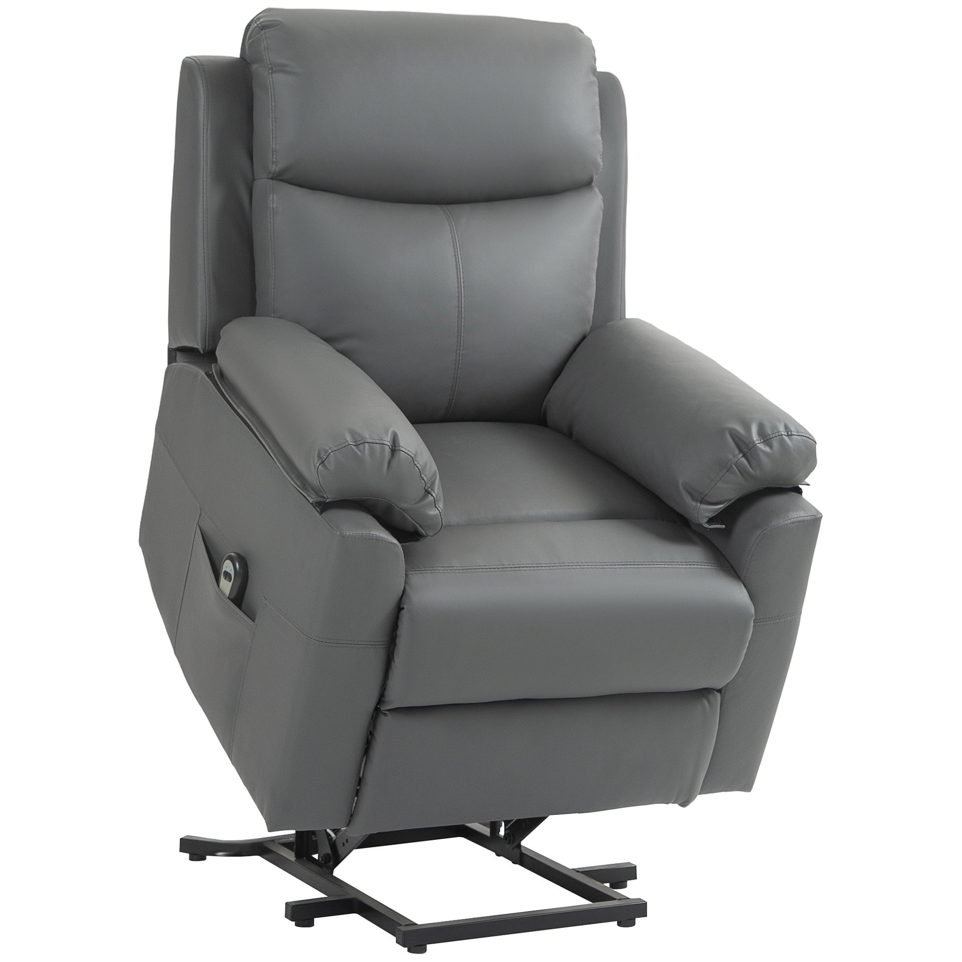 HOMCOM Faux Leather 70Â° Electric Riser Recliner Chair, Charcoal Grey
