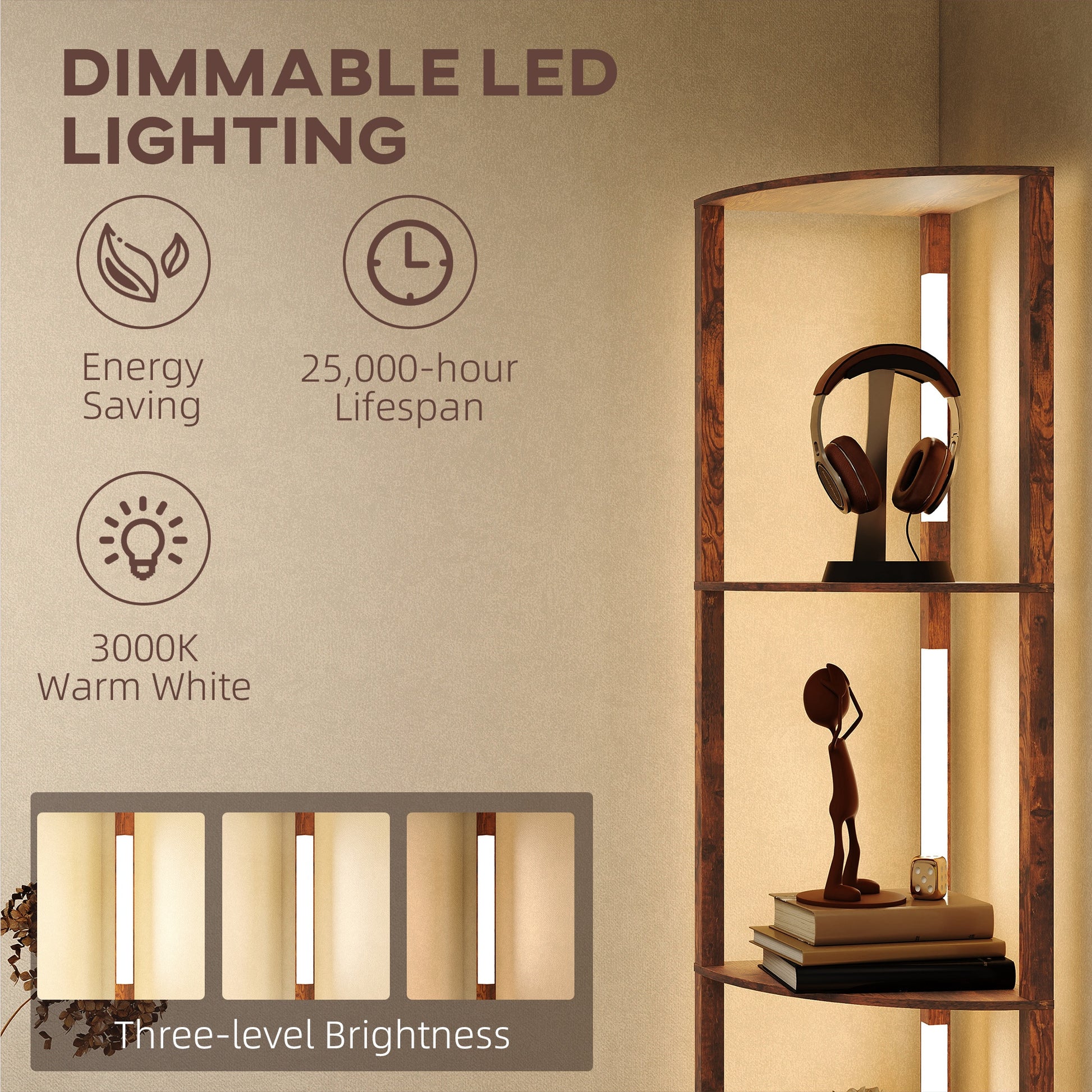 HOMCOM 4-Tier Corner Floor Lamp