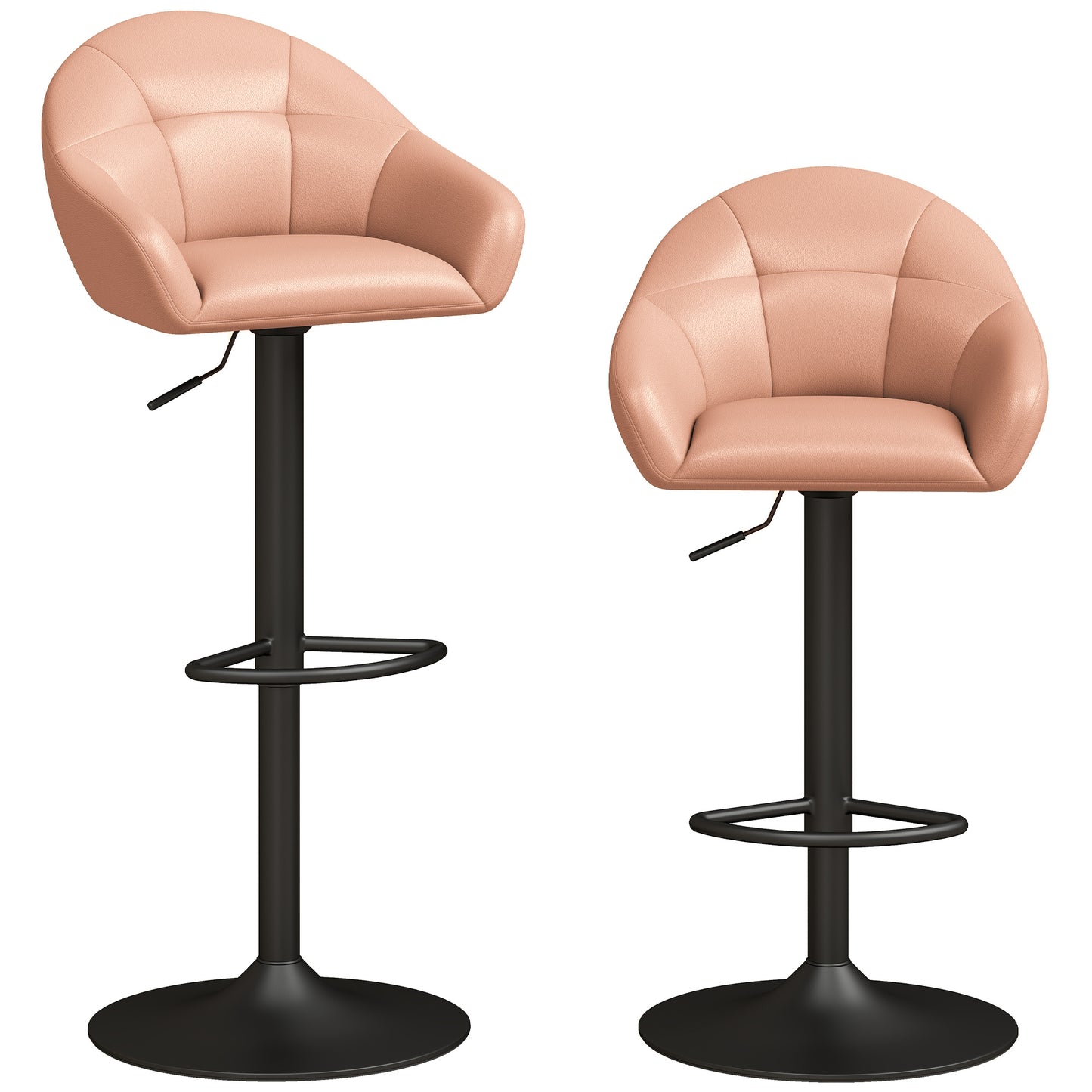 HOMCOM Bar Stools Adjustable Heights Breakfast Bar Stools Backrest Armrests Set of 2, Brown