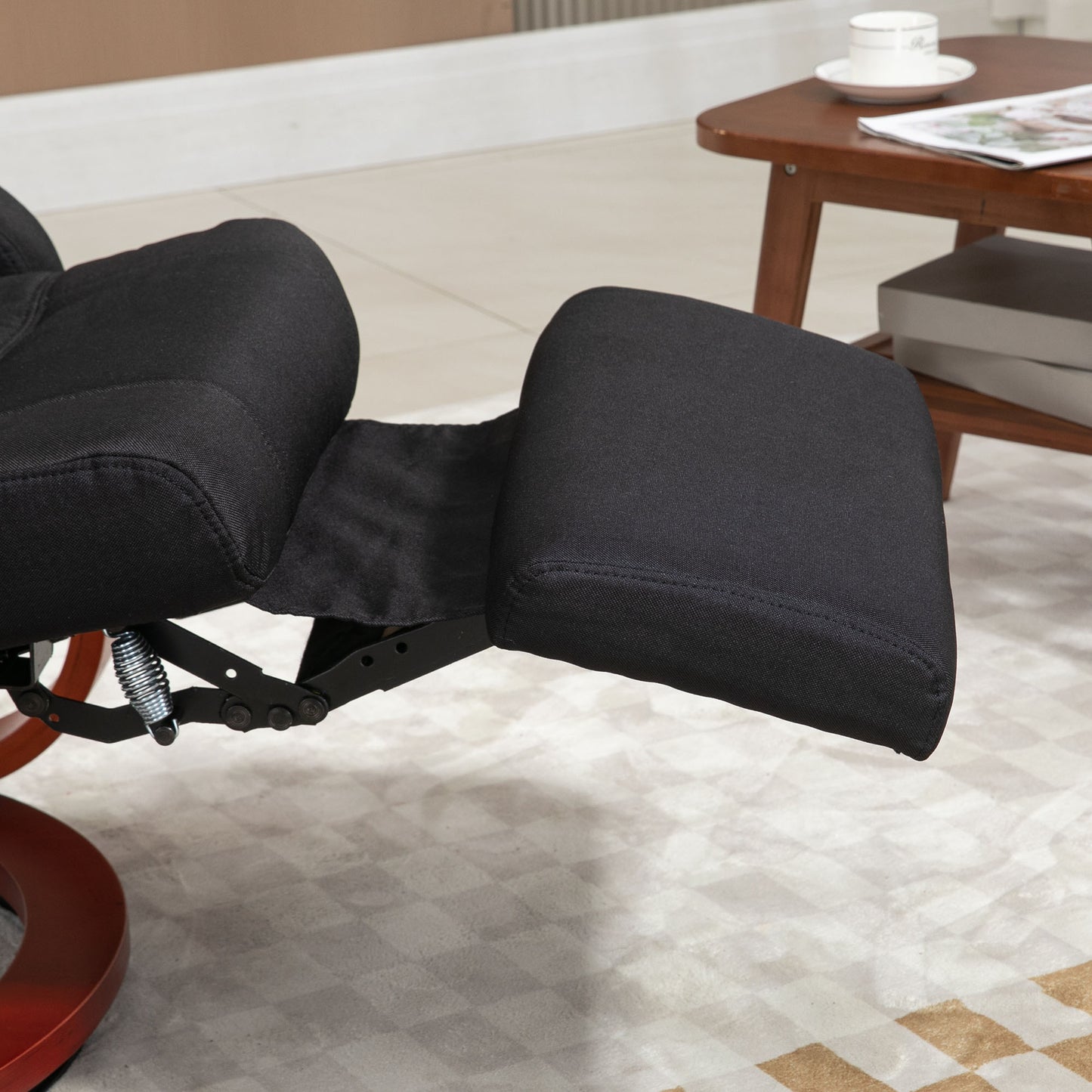 HOMCOM 135Â° Manual Reclining Swivel Chair, with Footrest - Black