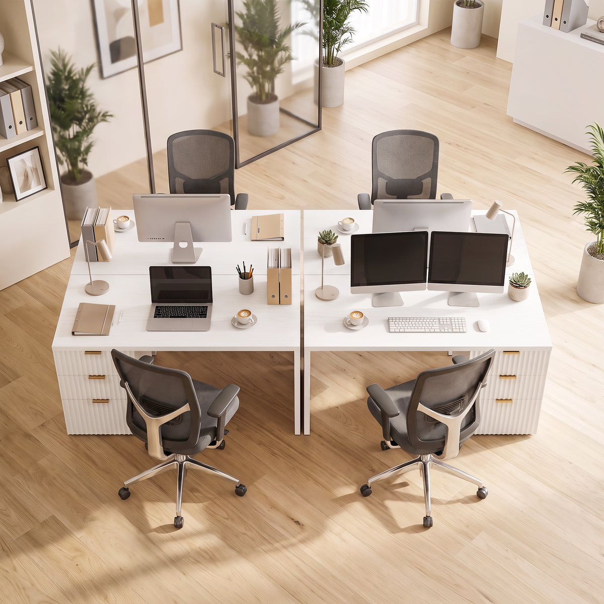 HOMCOM Computer Desk with 3 Drawers Reversible Home Office Desk 120 cm, White