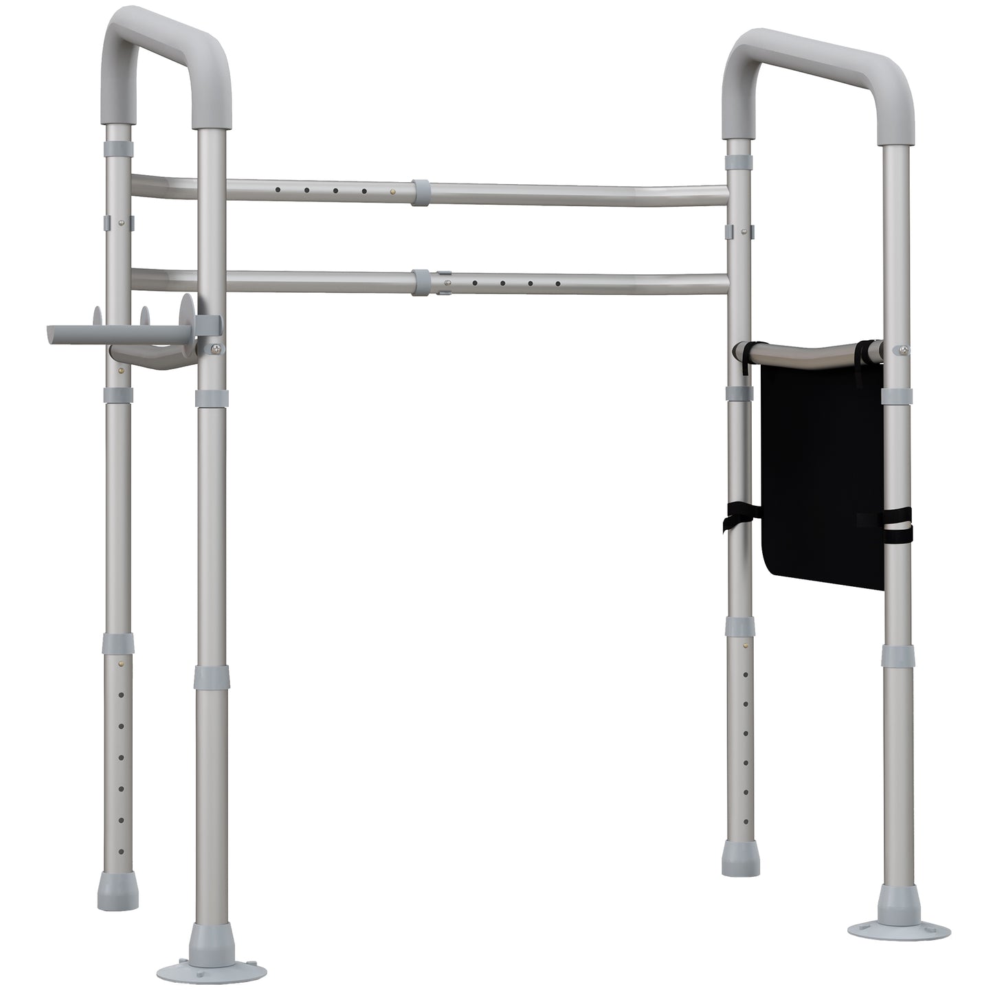 HOMCOM Free Standing Toilet Frame, Height and Width Adjustable Toilet Safety Frame with Arms, 2 Additional Suction Cups, Storage for Elderly, Disabled, Handrail Grab Bar, 136kg Weight Capacity Default Title