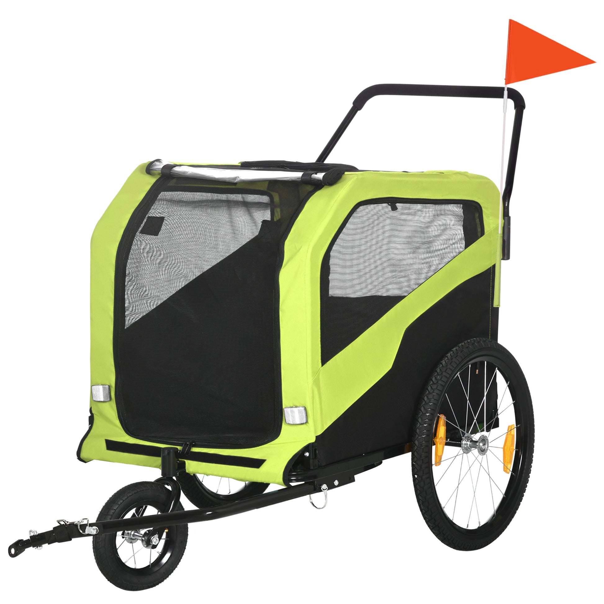 PawHut Dog Bike Trailer, 2 in 1 Dog Stroller for Large Dogs with Hitch, Quick-release 20" Wheels, Pet Bicycle Cart Trolley Carrier for Travel, Green Default Title