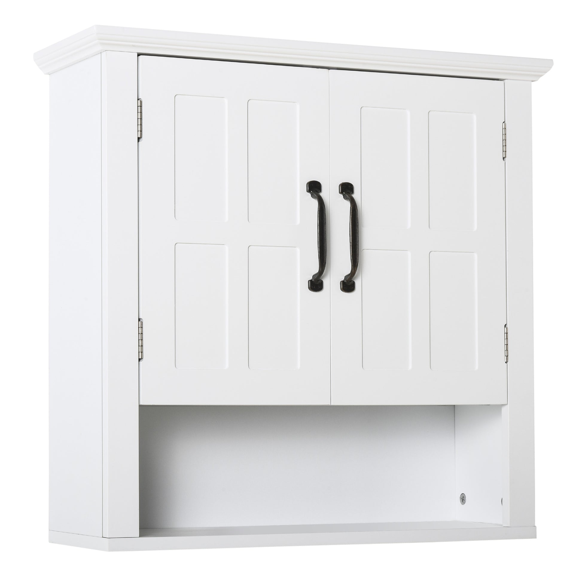 HOMCOM Bathroom Wall Cabinet, Medicine Cabinet, Kitchen Cupboard with 2 Doors and Adjustable Shelf, White Default Title
