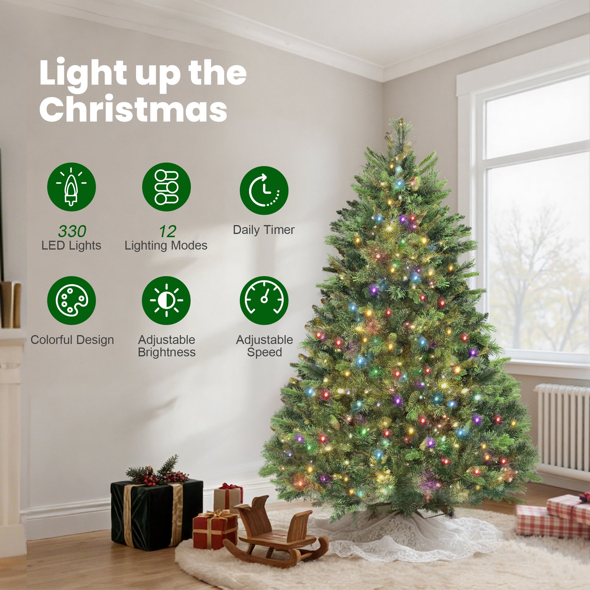HOMCOM 6ft Artificial Pine LED Christmas Tree, with Remote