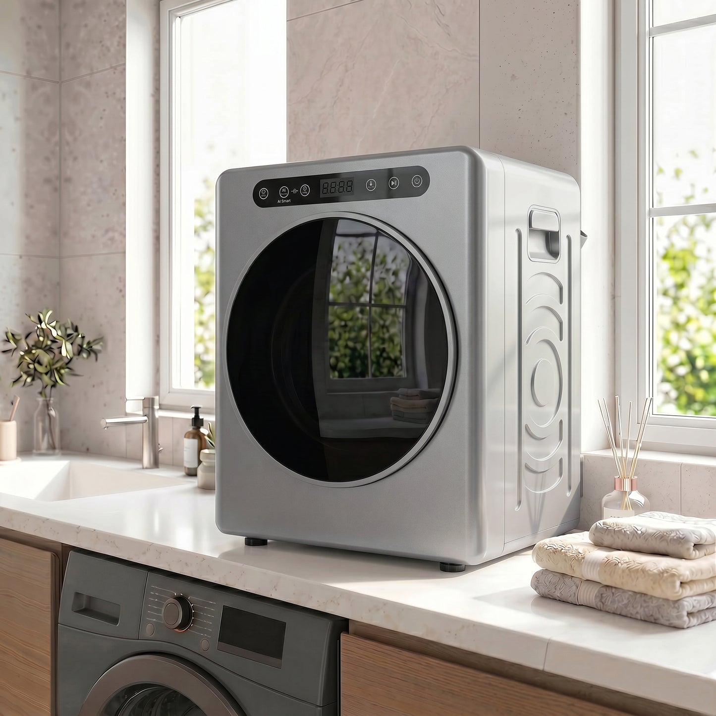 HOMCOM 5kg Compact 40-60â„ƒ  Tumble Dryer - Silver Tone