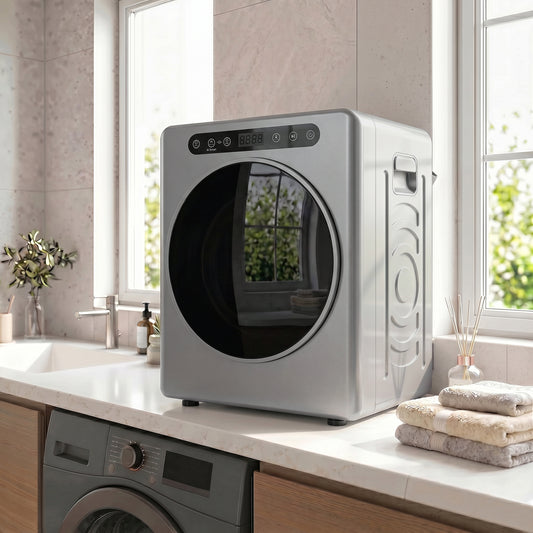 HOMCOM 5 kg Compact 40-60â„ƒ Tumble Dryer - Silver Tone