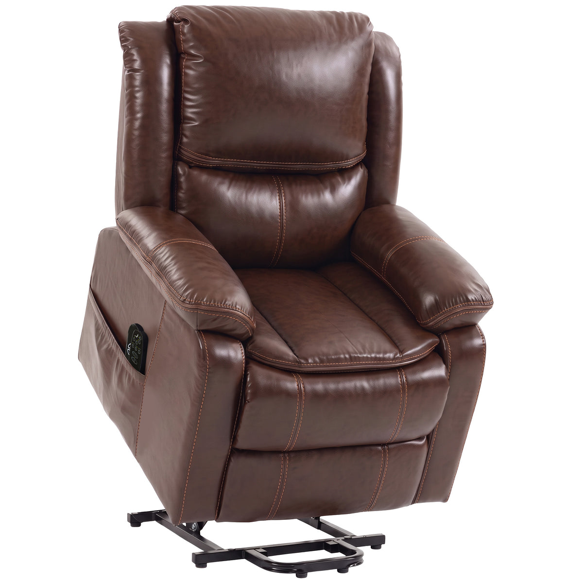 HOMCOM Riser Recliner Chair with Massage and Heat, PU Leather Power Electric Lift Armchair for Elderly, Brown