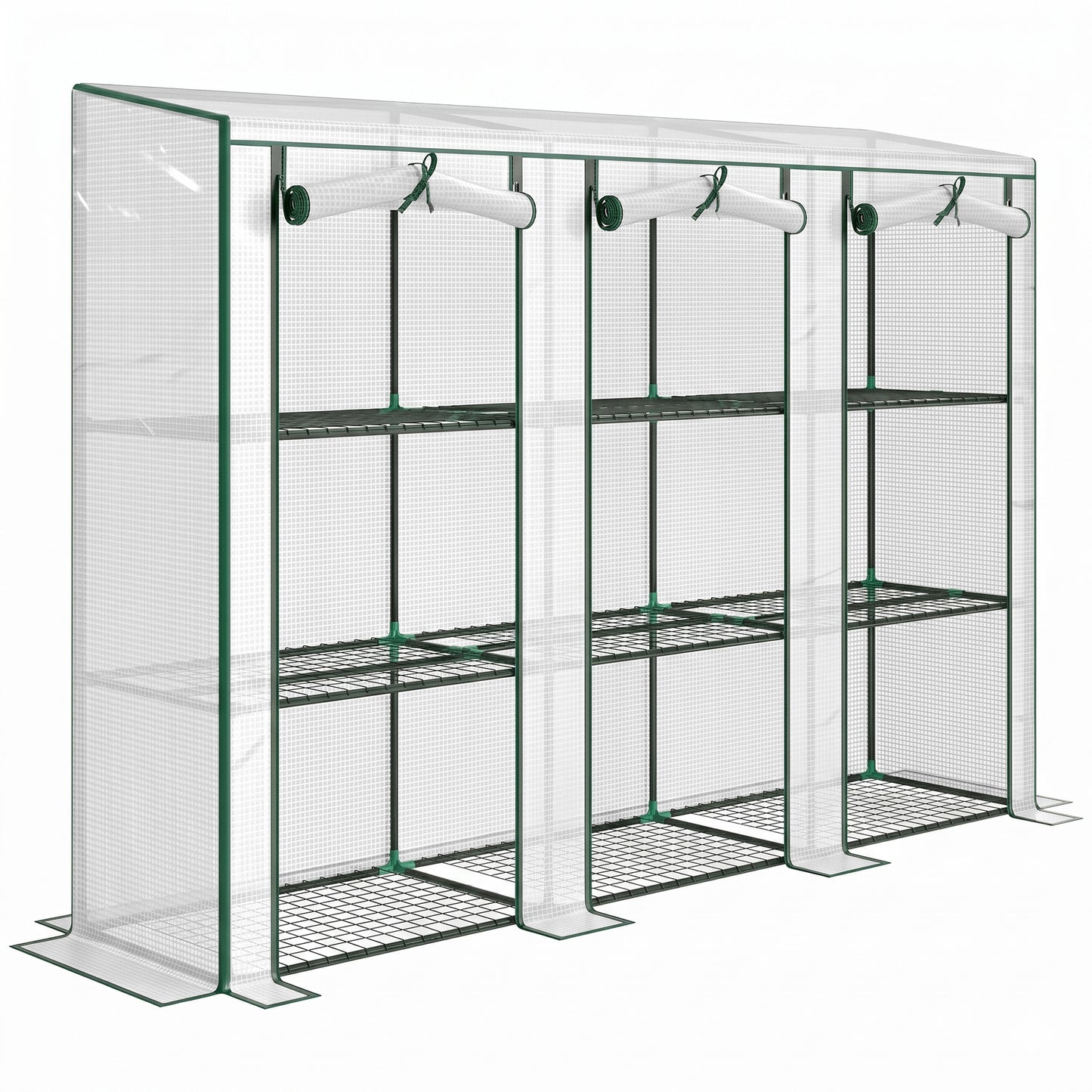 Outsunny 46 x 215 cm Nine-Shelf Greenhouse - White