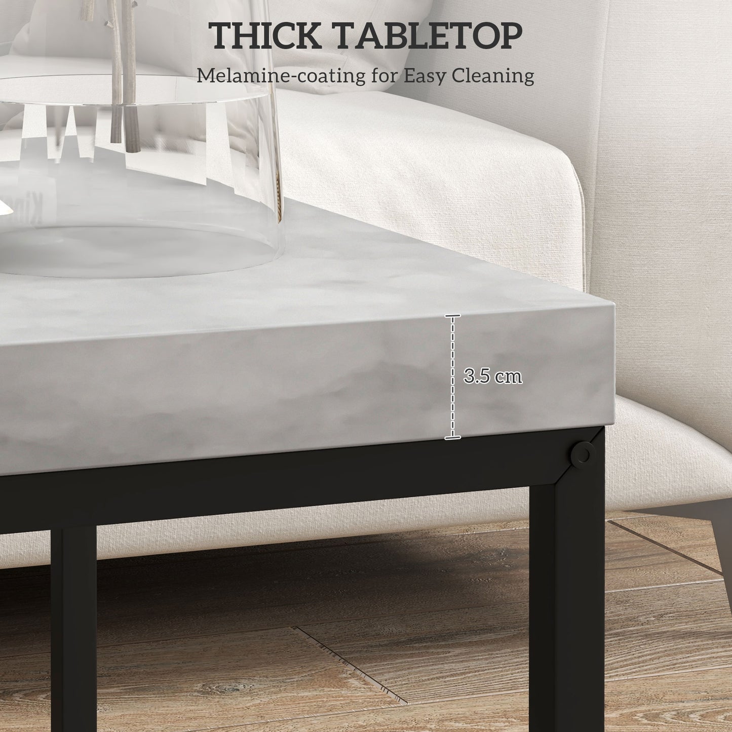 HOMCOM Coffee Table Set of 2, Nest of Tables with 3.5cm Thick Tabletop, Grey