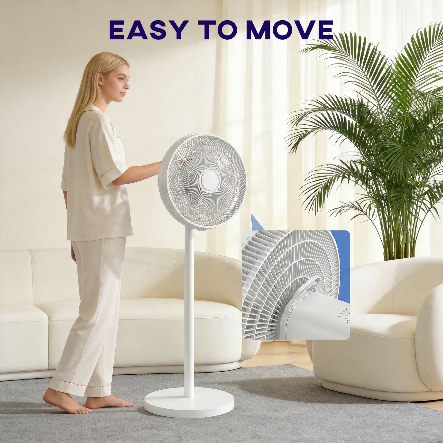 HOMCOM 40 cm Standing Fan, Cooling Floor Fan with 80Â° Oscillating, Adjustable Tilt and Height, 4 Speed, Remote Control, White