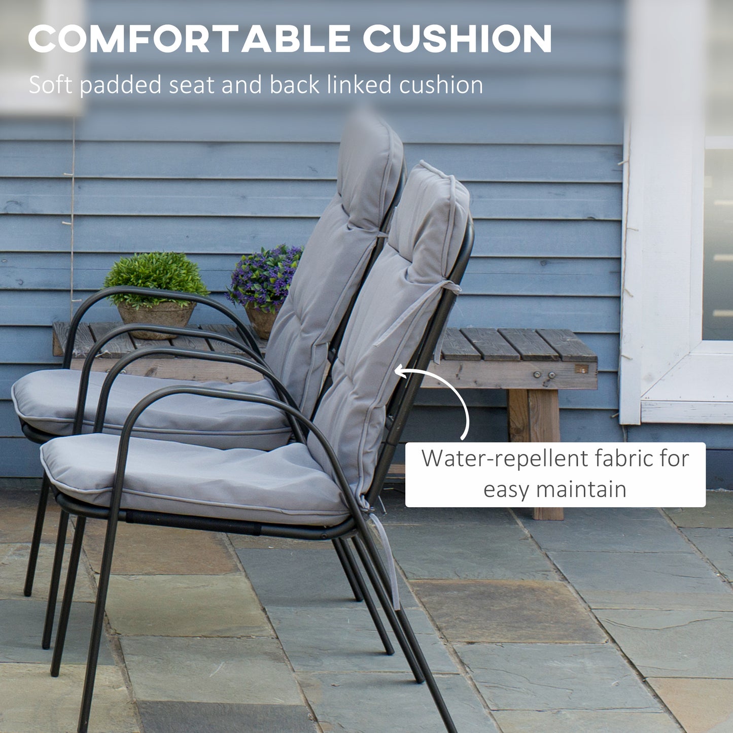 Outsunny Seven-Piece Garden Dining Set with Cushions - Grey