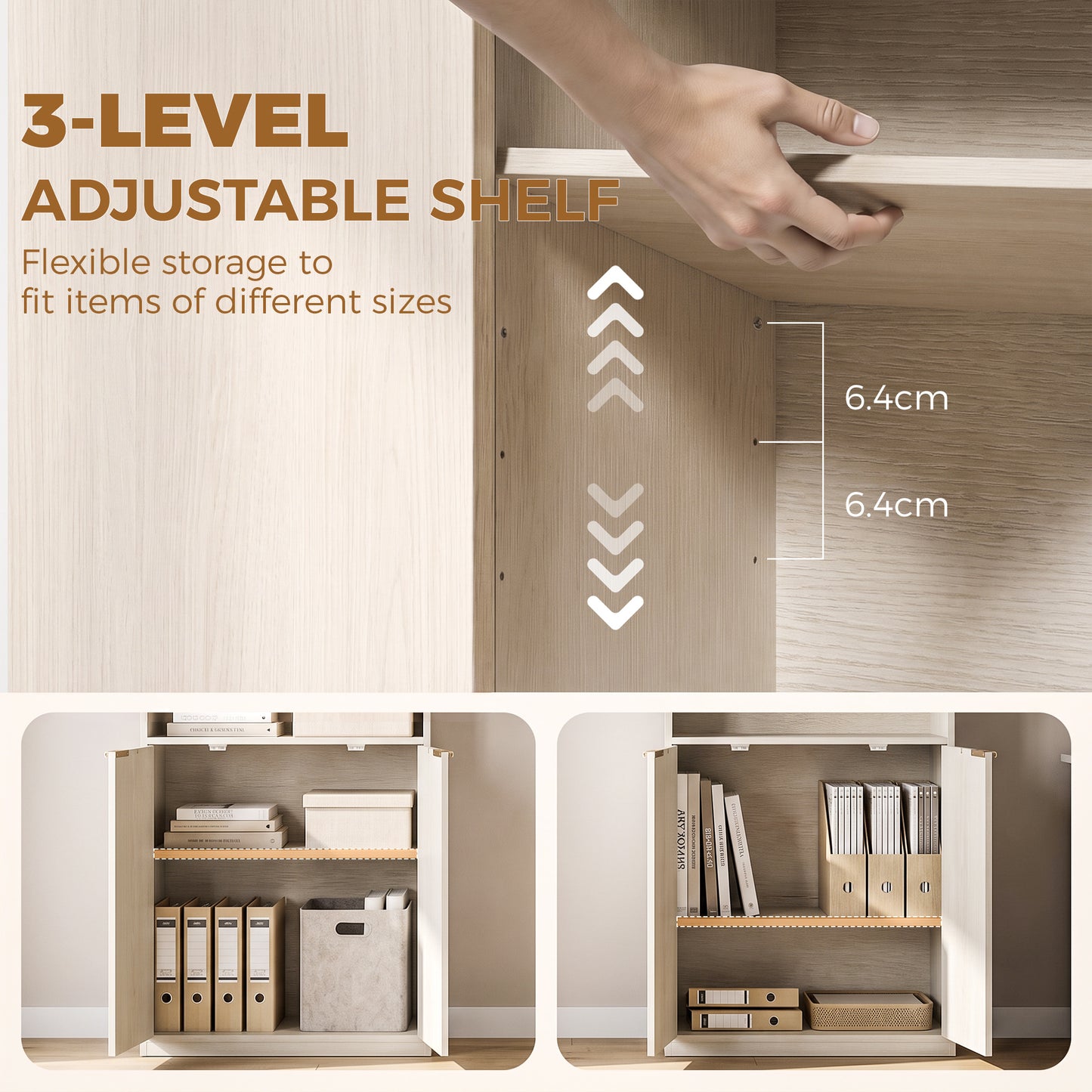 HOMCOM Bookcase Adjustable Shelf Bookshelf Anti-Tip Hardware 6-Tier, Oak Wood Effect