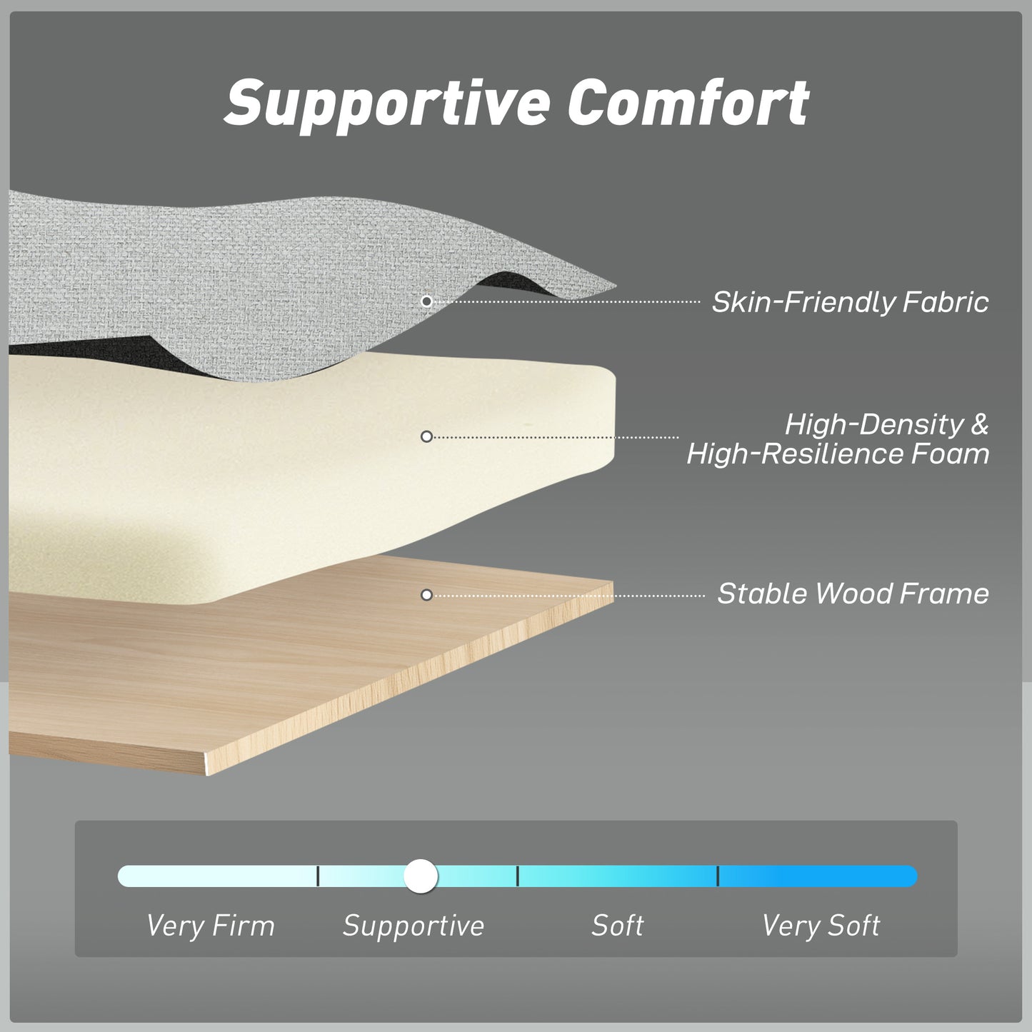 HOMCOM Three-Way Two-Seater Sofa Bed - Light Grey