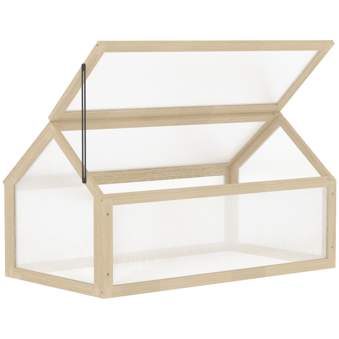 Outsunny Wooden Cold Frame Garden Polycarbonate Greenhouse with Openable Top Cover, Grow House for Flowers, Vegetables, Plants, 90 x 52 x 50cm, Natural Default Title