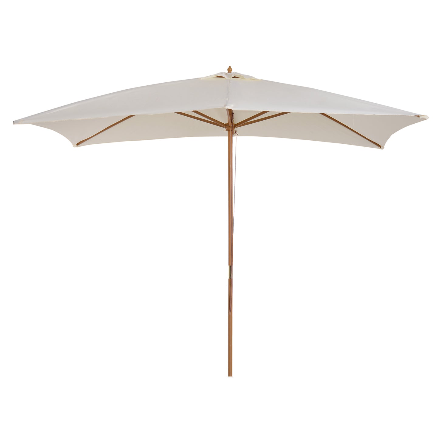 Outsunny 2 x 3m Wooden Garden Parasol Umbrella Outdoor Sun Shade Canopy, Cream White Default Title