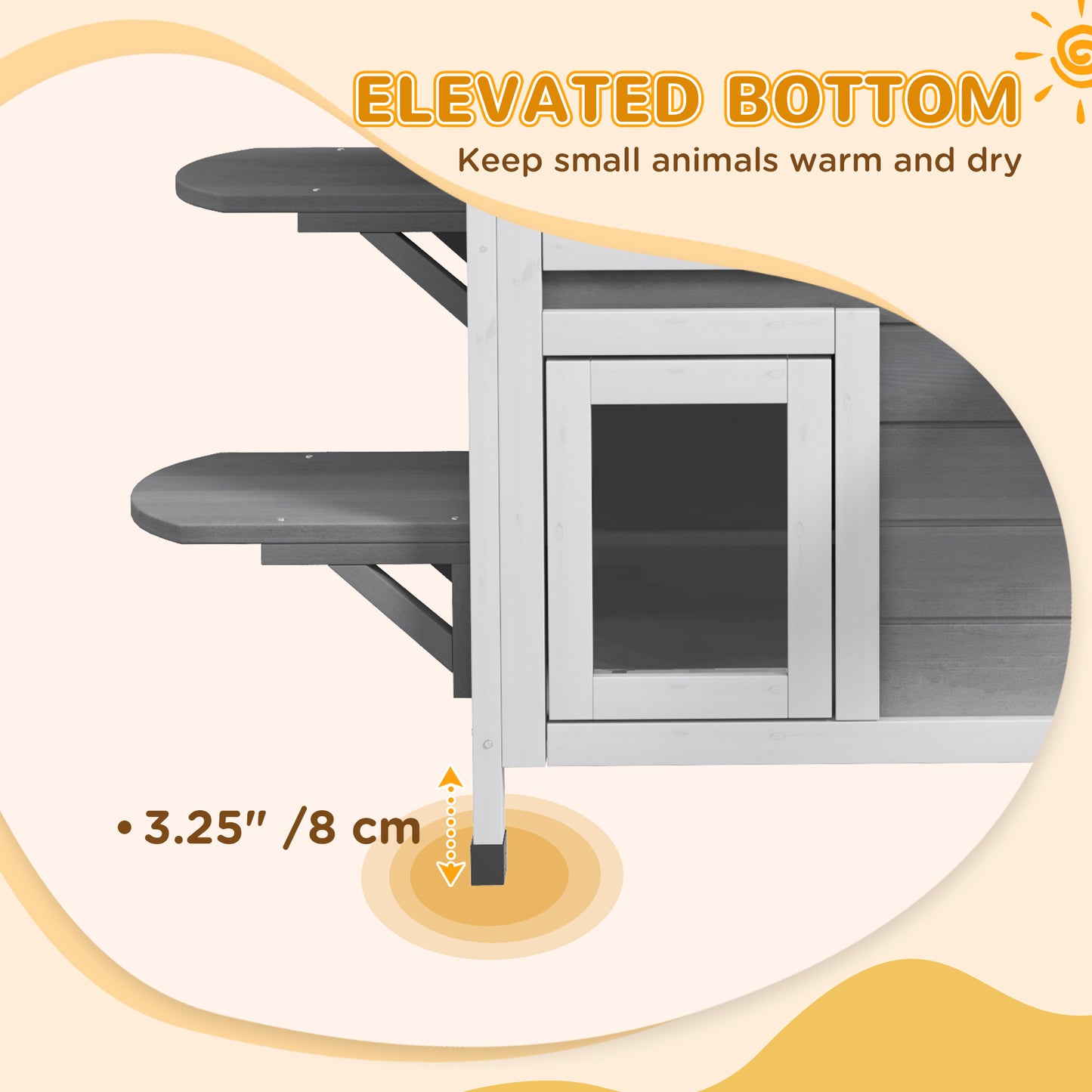 PawHutÂ 2-story Cat House Outdoor, WeatherproofÂ Wooden Cat Enclosure for Feral Cats with Escape Door, Openable Roof, Jumping Platforms, Grey